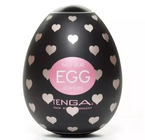 Tenga egg masturbation cup in black with pink hearts