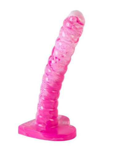 wirly 3 slim dildo in pink and white marble