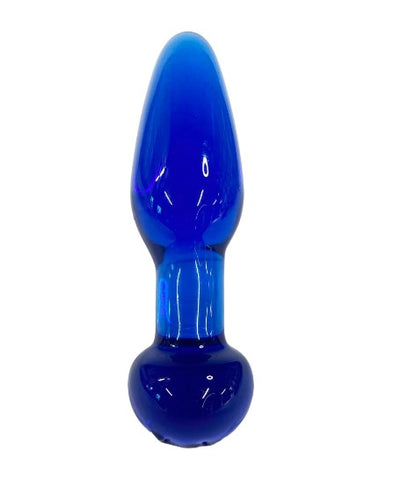 a blue glass butt plug