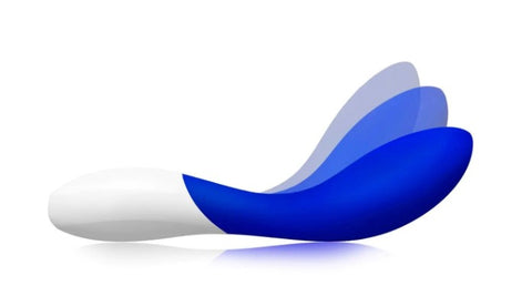 G-spot vibrator in blue with white handle 