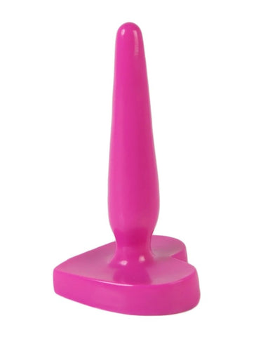 slim butt plug in hot pink with heart-shaped base