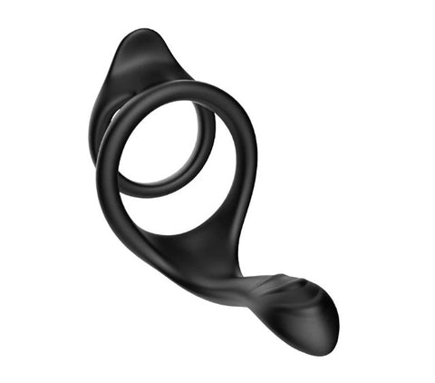 cock & ball ring in black silicone