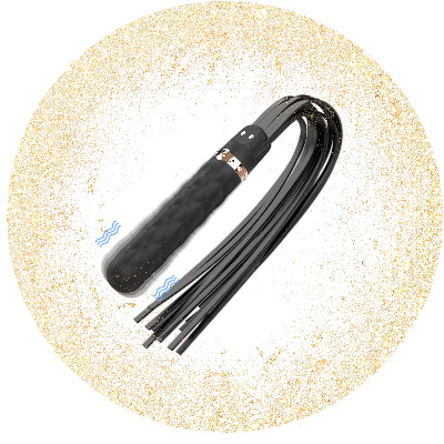 A black dildo vibrator with whip strands