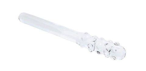 a clear glass dildo with non-identical ends