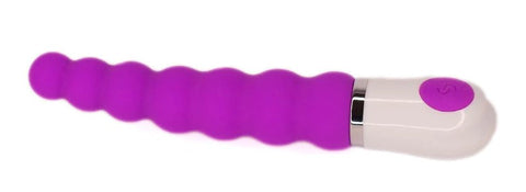 slim vibratir in purple, with beads of graduating sizes