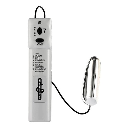 ultra 7 vector egg vibrator with control in silver