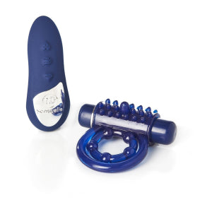 Nu Sensualle Cock Ring and Remote Control in blue