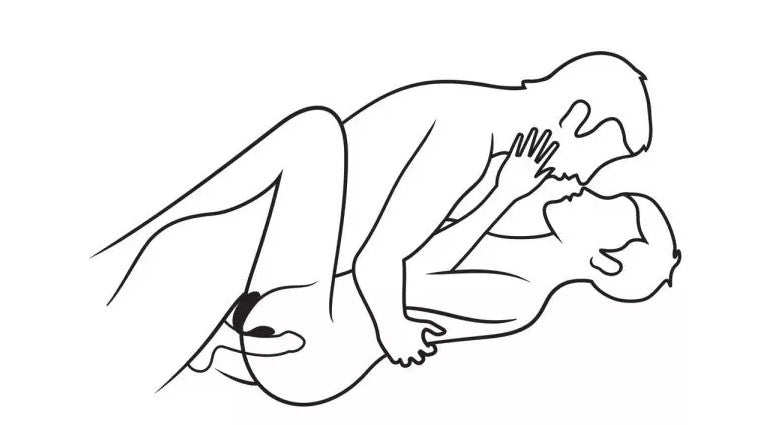an illustration of a couple using a we-vibe during intercourse. 