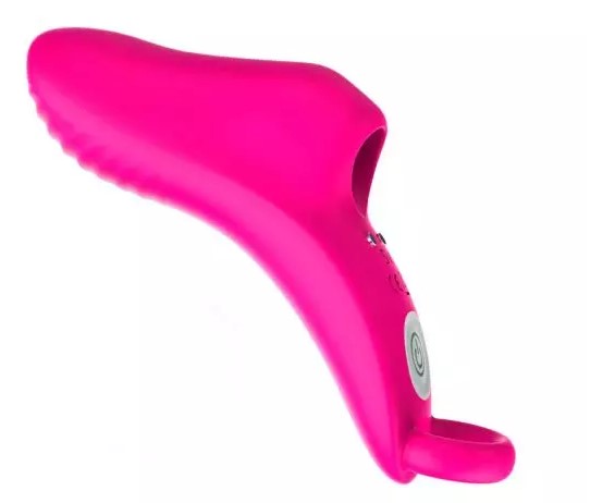 a bright pink finger extending vibrator