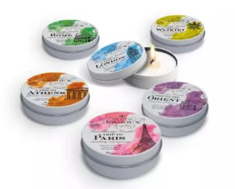 a selsction of massage candle tins