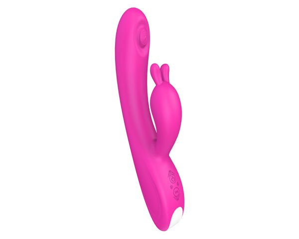Pink rabbit vibrator with soft pad for tapping against A-spot