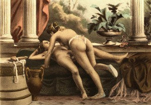 Late 19th-century painting by Édouard-Henri Avril showing the use of strap-on dildo 