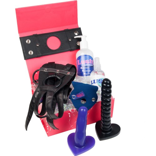 Double Strap On Dildo Kit £146 - Double Pleasure Set for Lesbian Couples: 2 Dildos, Harness, Adaptors, Lube & Cleaner SAVE £7