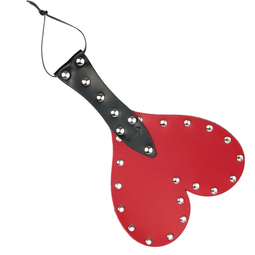 heart-shaped spanking paddle in red leather