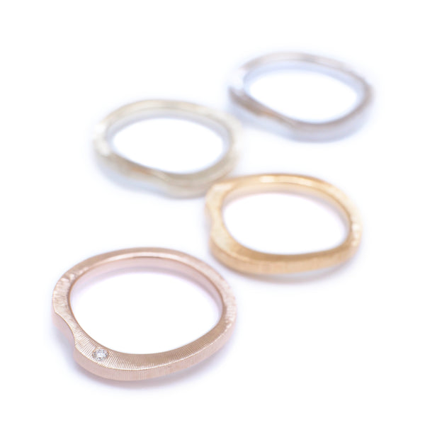 Sorow[そろう] Pt950/K18/K10 Ring moderndesign marriage ring everyday life ring wedding ring Japanese design matted curve MENTOSEN