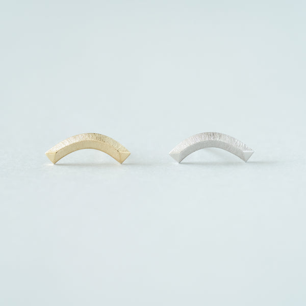 Log[ログ]01 925 Sterling Silver Earrings and Back catches, three-dimensional, 3D interesting shape, matt finish MENTOSEN
