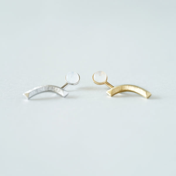 Log[ログ]01 925 Sterling Silver Earrings and Back catches, three-dimensional, 3D interesting shape, matt finish MENTOSEN
