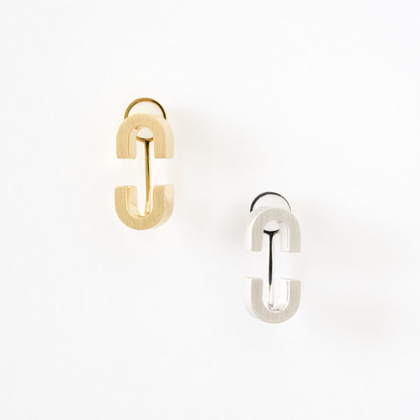 Log[ログ]　mini04 925 Sterling Silver Earrings and Back catches, three-dimensional, 3D interesting shape, matt finish MENTOSEN