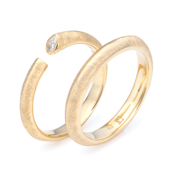Kakeru[かける] K18リング 婚約指輪 結婚指輪 ゴールド マリッジリング ウェディングリング シンプル デザイン セットリング つや消し MENTOSEN