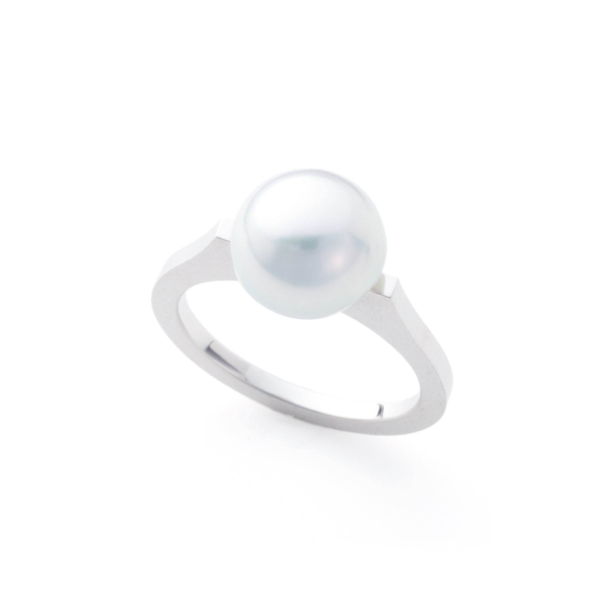 Kosa[こうさ] Flat シルバー　ブルーグレー変形あこやパールリング Silver925 Akoya Cultured Pearl Ring MENTOSEN
