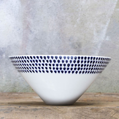 blue and white dot serving bowl nkuku
