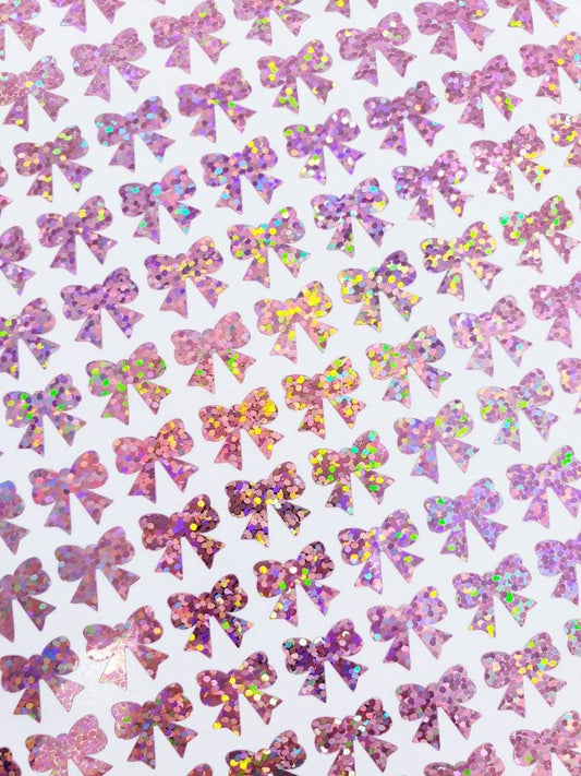 Pink Bow Glitter Stickers