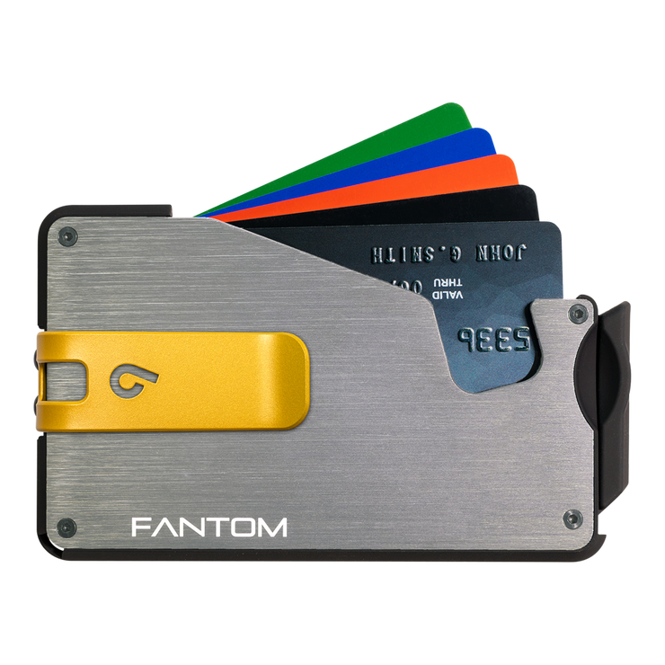 Fantom S 13 Coin Holder Aluminium Wallet (Silver) - Yellow Money Clip