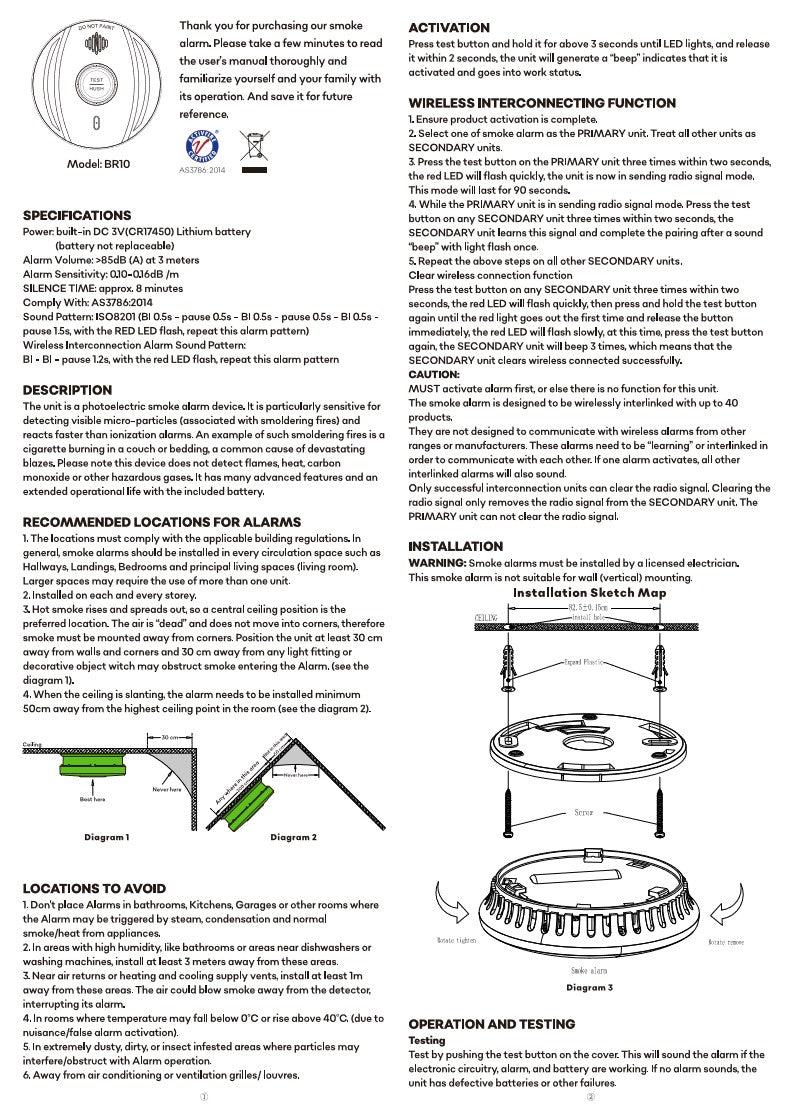 DetectOn Photoelectric Smoke Alarm ActivFire Approved BR10 USER MANUAL DOWNLOAD
