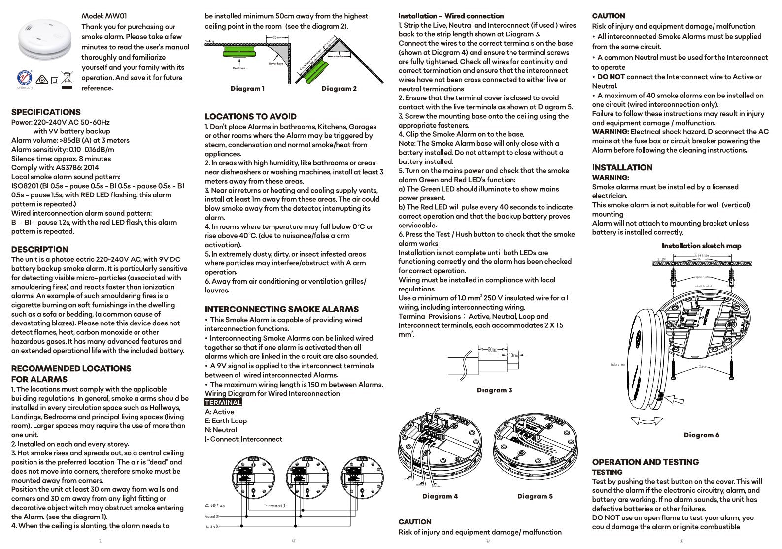 DetectOn Photoelectric Smoke Alarm MW01 USER MANUAL DOWNLOAD