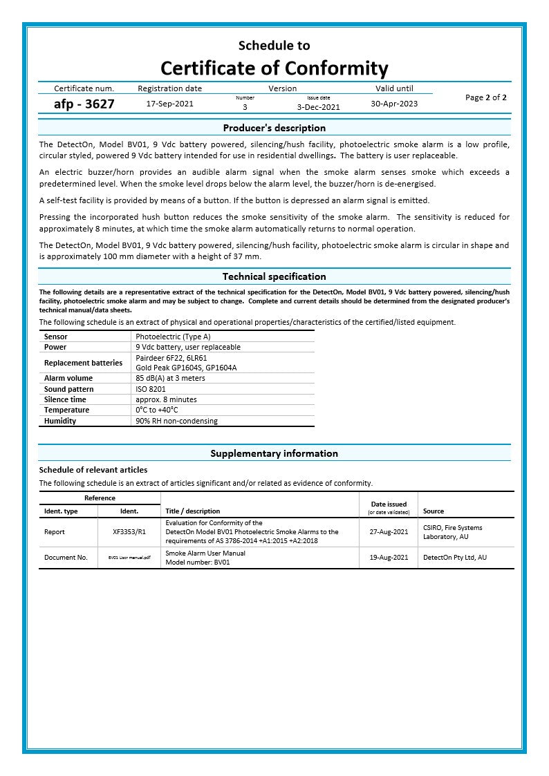 afp - 3627 DetectOn - ActivFire® Scheme Certificate of Conformity