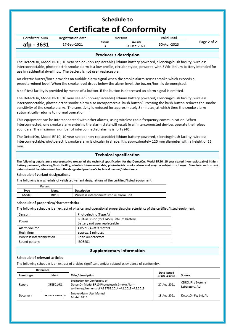 afp - 3631 DetectOn - ActivFire® Scheme Certificate of Conformity