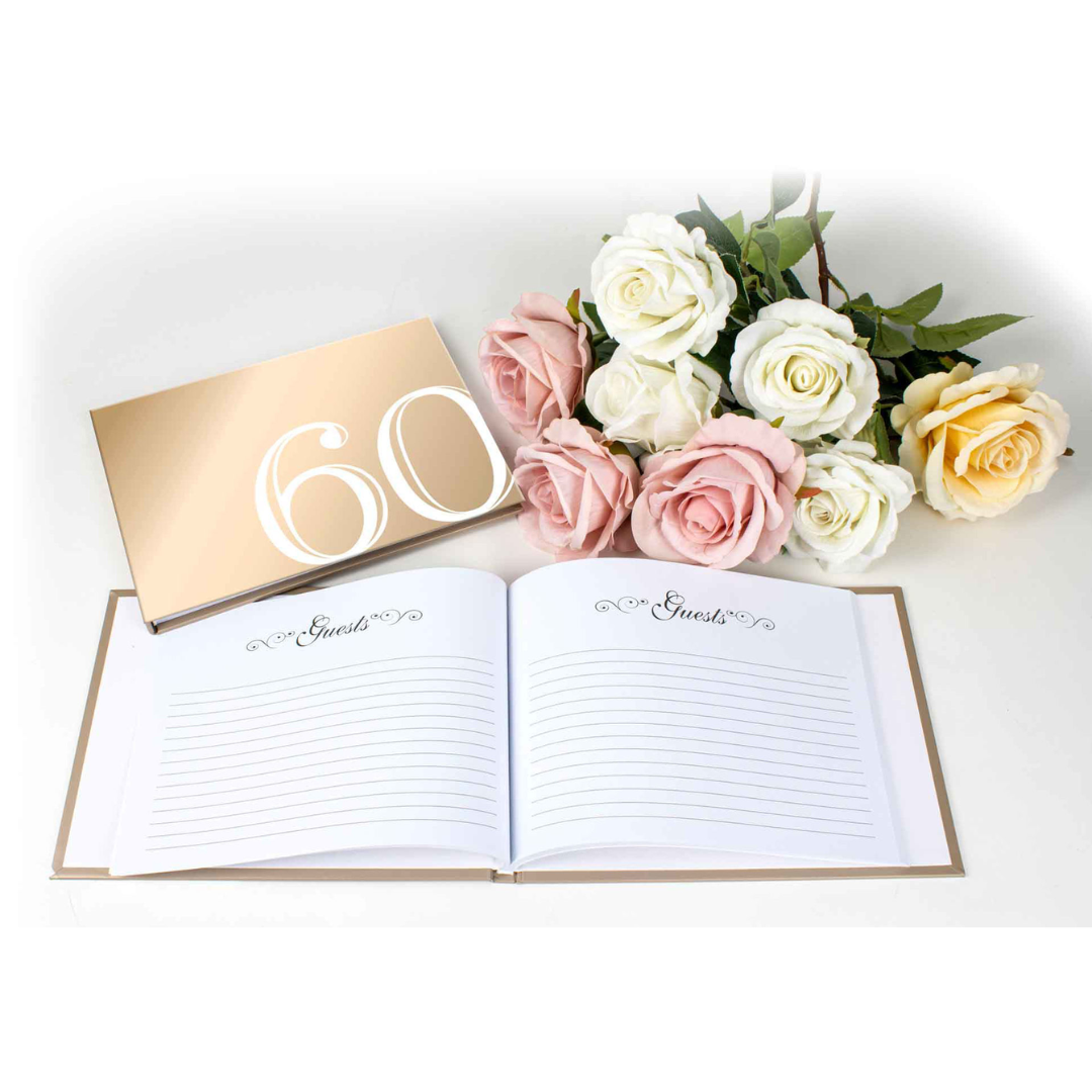 60 ROSE GOLD GUEST BOOK ROSE GOLD TEXT 23x18