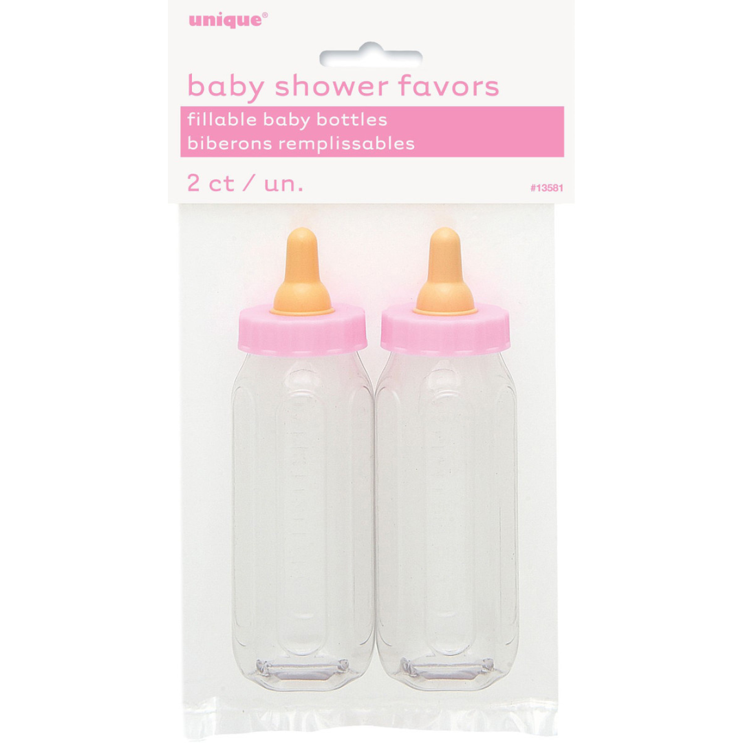 2 Baby Bottles Pink 13cm