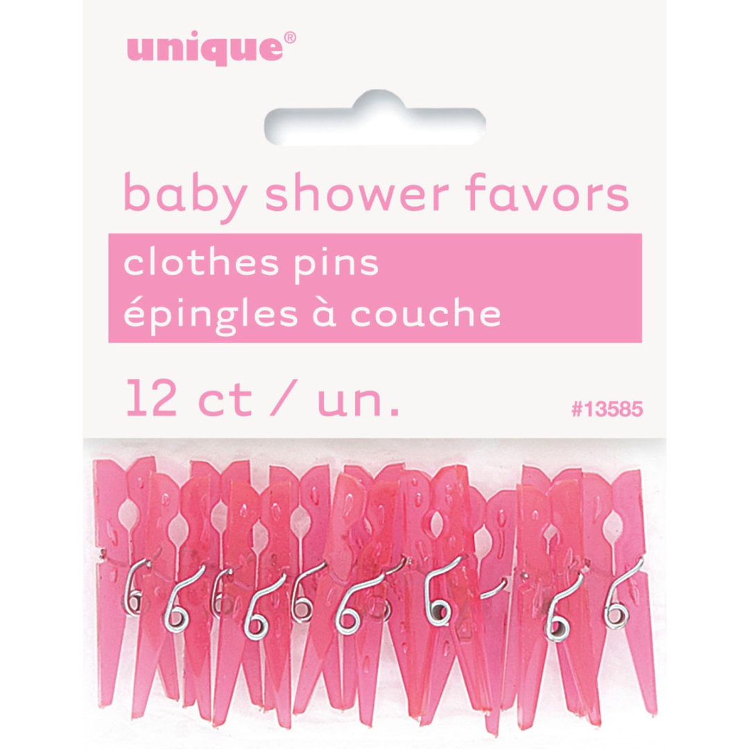 12 Baby Clothes Pins Pink