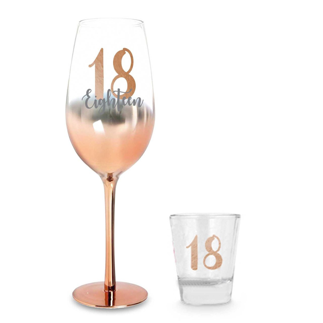 18 Ombre Champagne and Shot Set Rose Gold 250ml 30ml