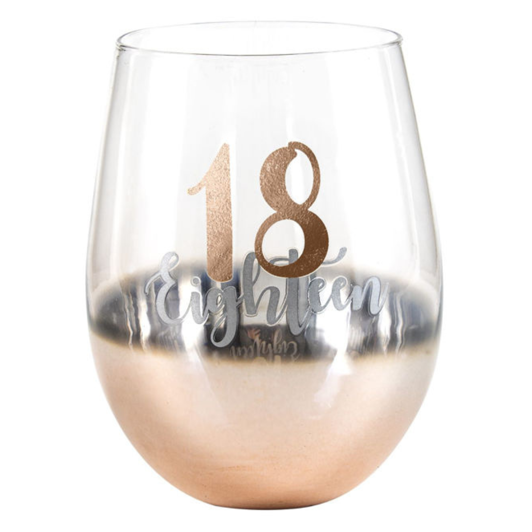 18 Ombre Stemless Wine Glass Rose Gold 600ml