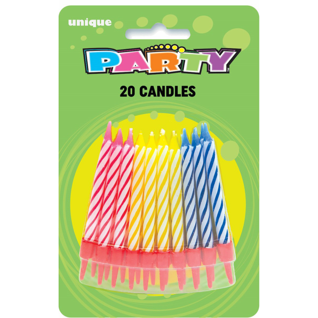 20 Spiral Candles In Holders