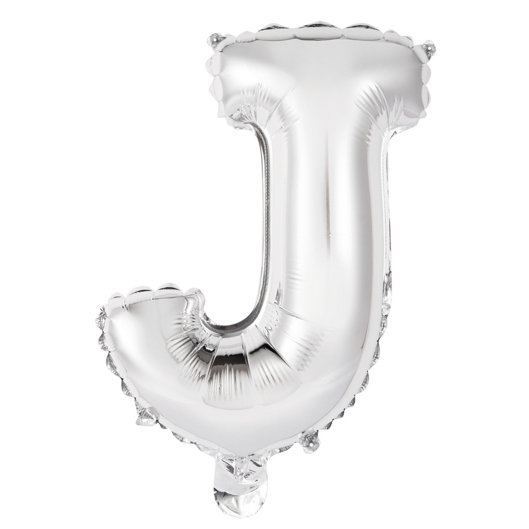 Alphabet Foil Balloon 35cm Silver - J