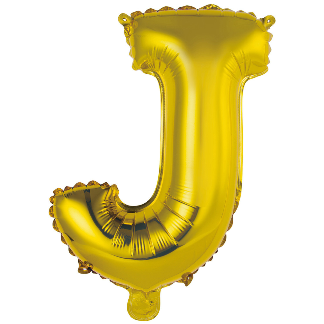 Alphabet Foil Balloon 35cm Gold - J