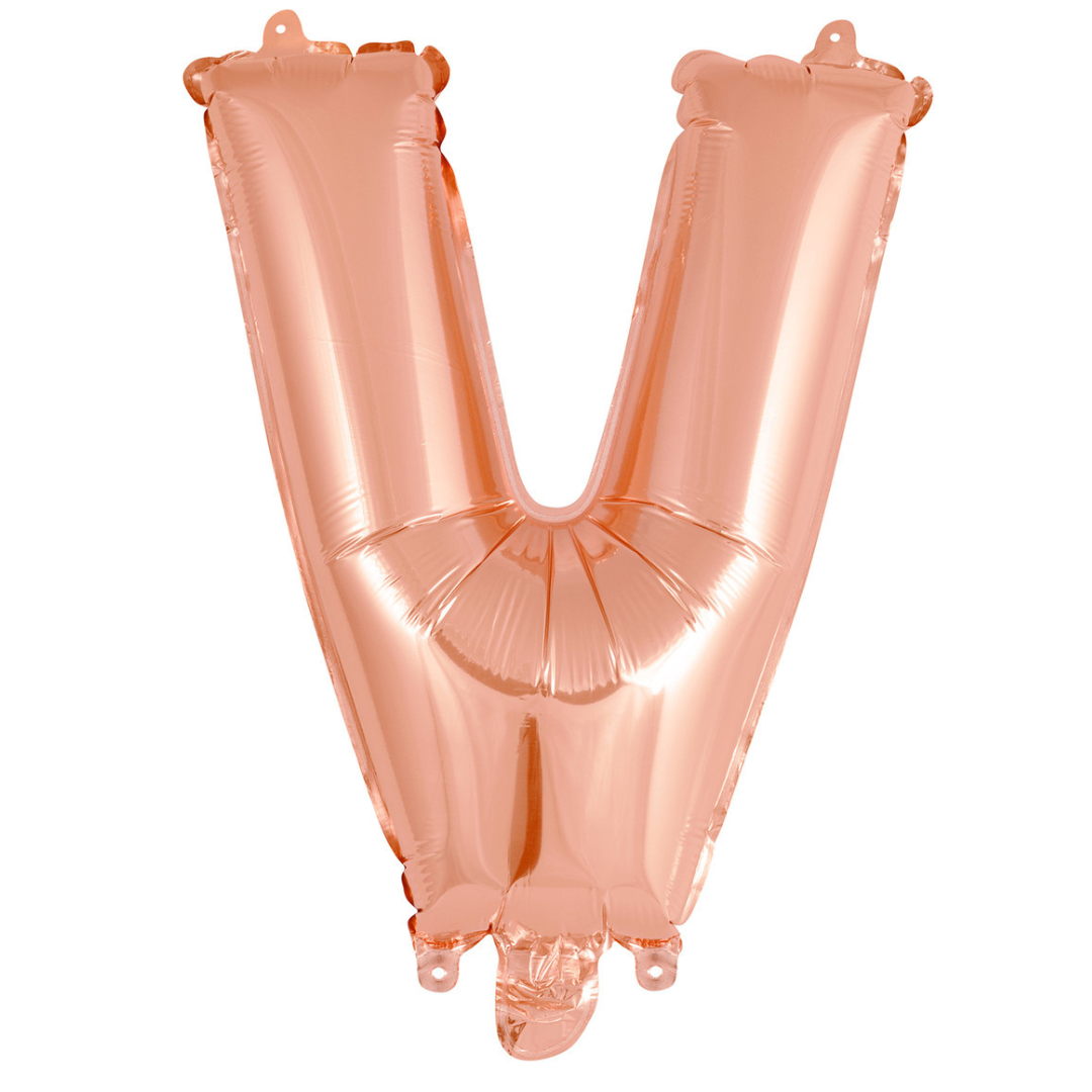 Alphabet Foil Balloon 35cm Rose Gold - V