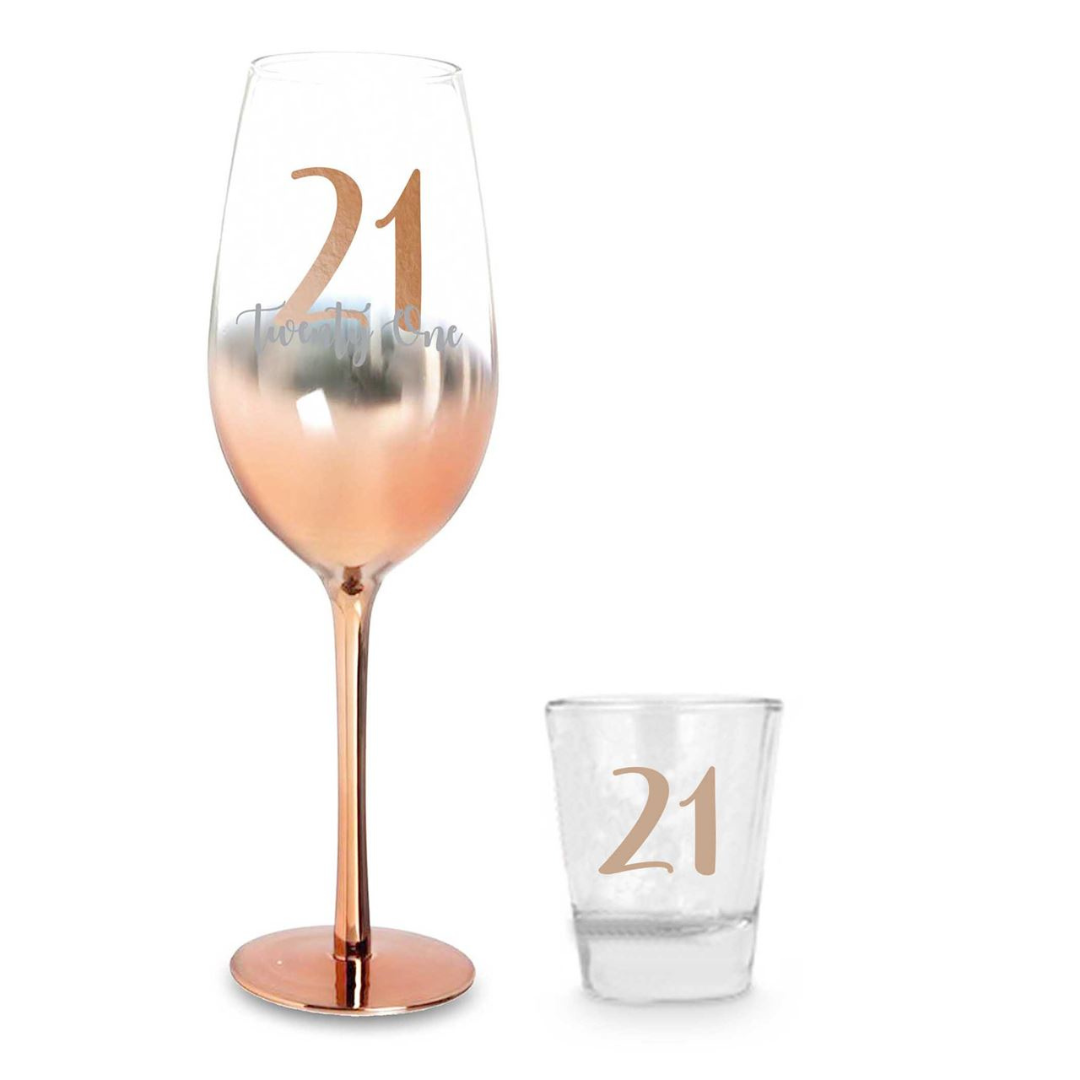 21 Ombre Champagne and Shot Set Rose Gold 250ml 30ml