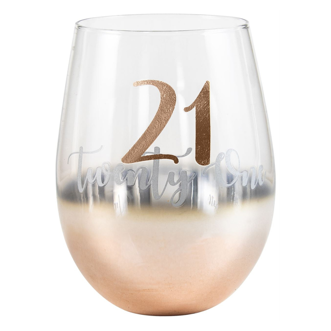 21 Ombre Stemless Wine Glass Rose Gold 600ml