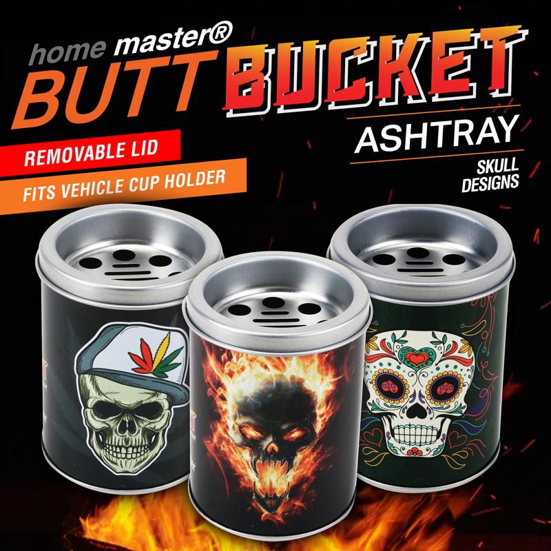 Ashtray Butt Bucket Tin Skull Designs - 7cm x 10cm