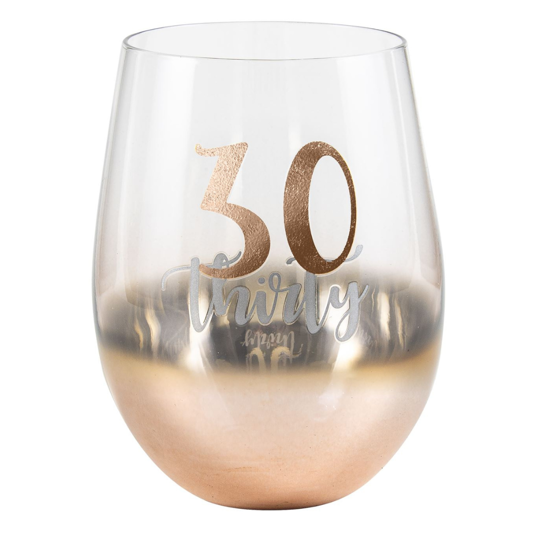 30 Ombre Stemless Wine Glass Rose Gold 600ml