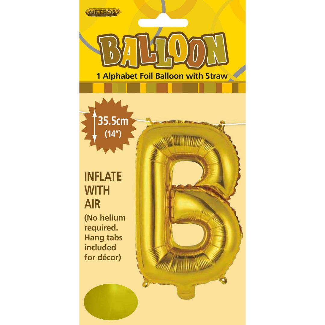 Alphabet Foil Balloon 35cm Gold - B