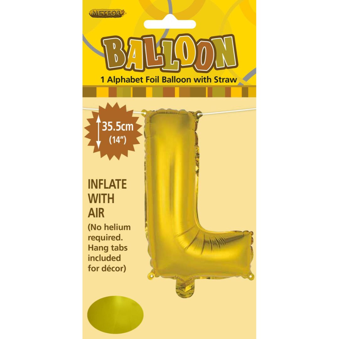 Alphabet Foil Balloon 35cm Gold - L