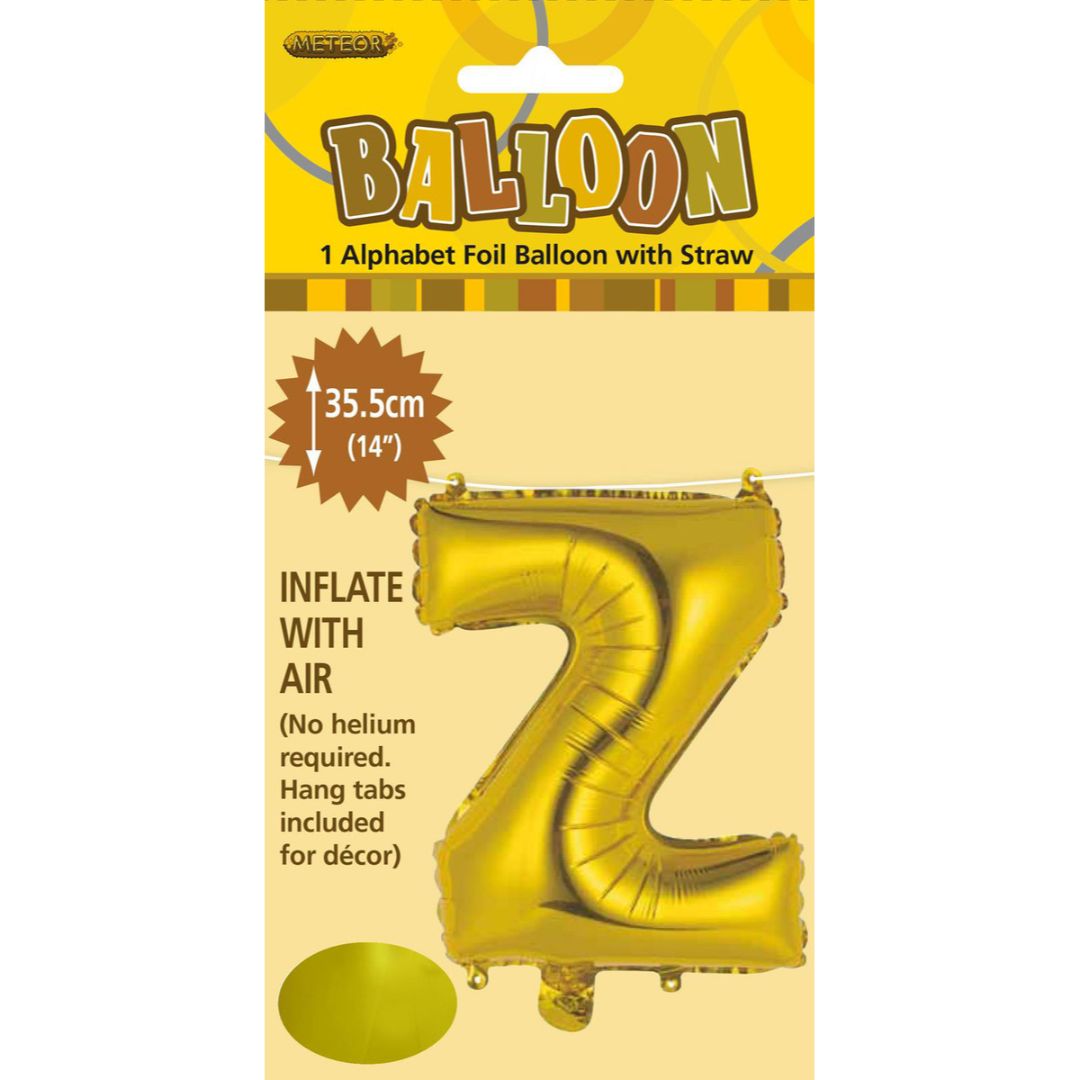 Alphabet Foil Balloon 35cm Gold - Z