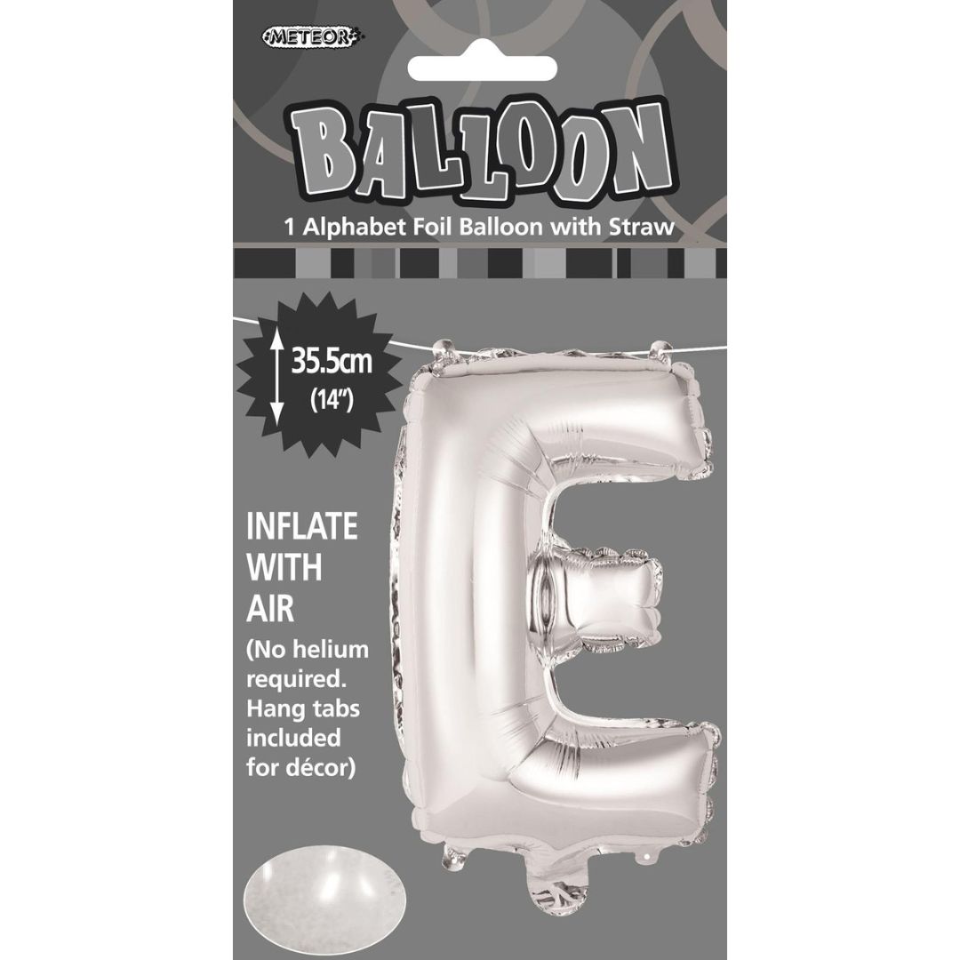 Alphabet Foil Balloon 35cm Silver - E