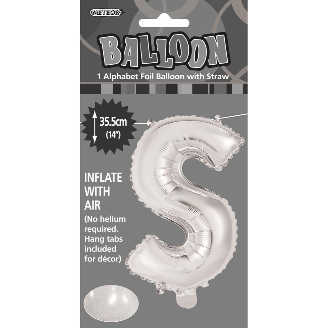 Alphabet Foil Balloon 35cm Silver - S