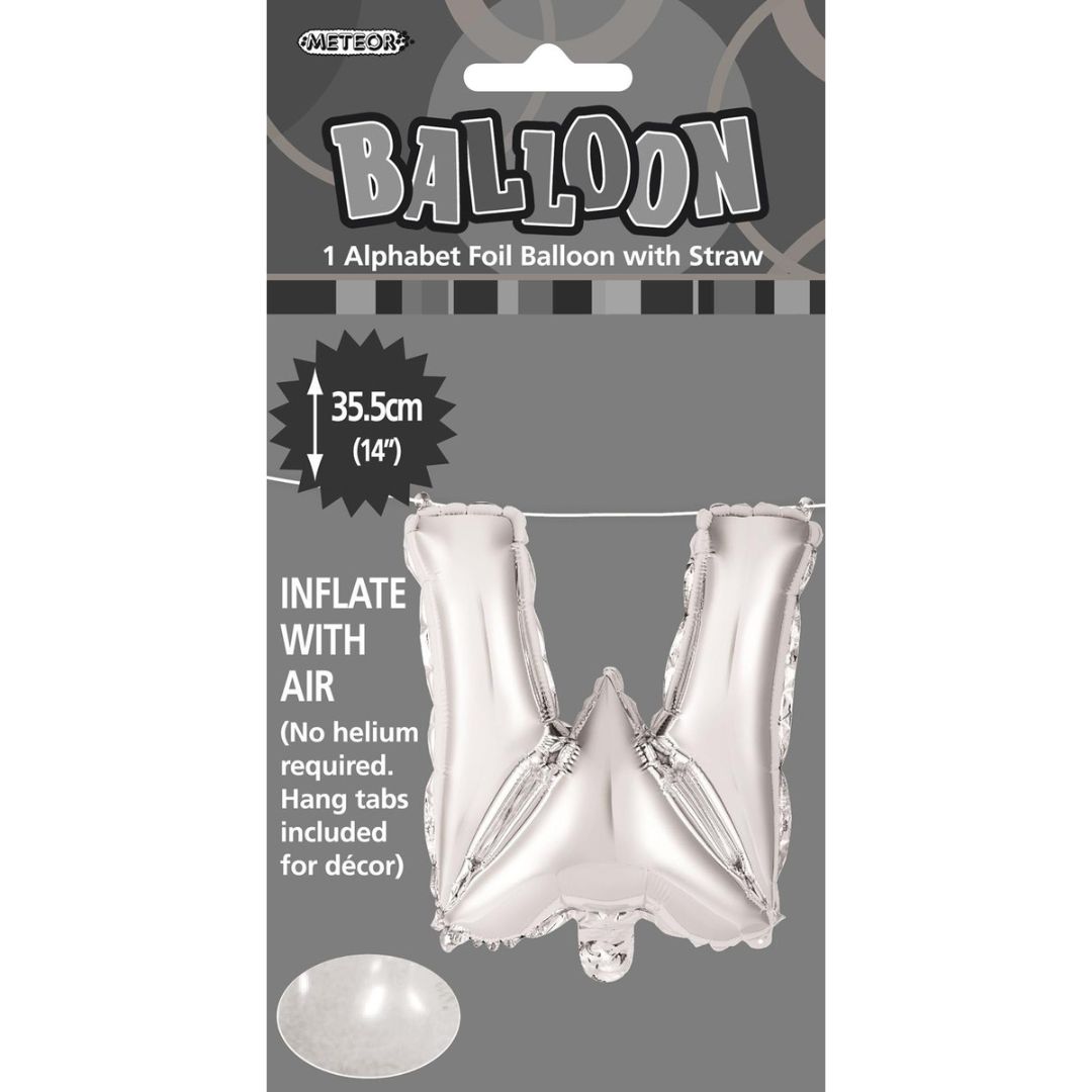 Alphabet Foil Balloon 35cm Silver - W